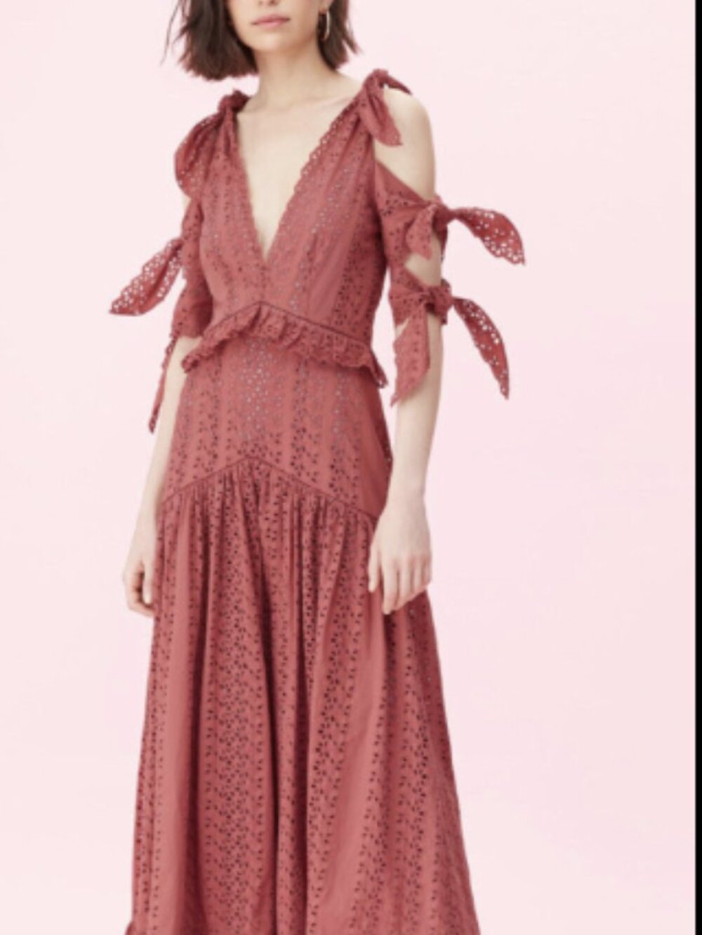 Rebecca Taylor Karina Eyelet Midi Dress Size 6